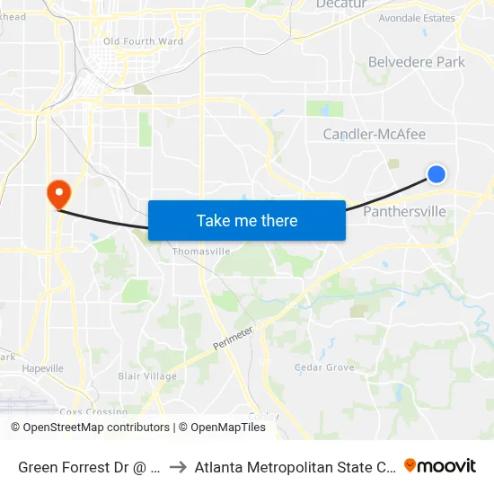 Green Forrest Dr @ 2312 to Atlanta Metropolitan State College map