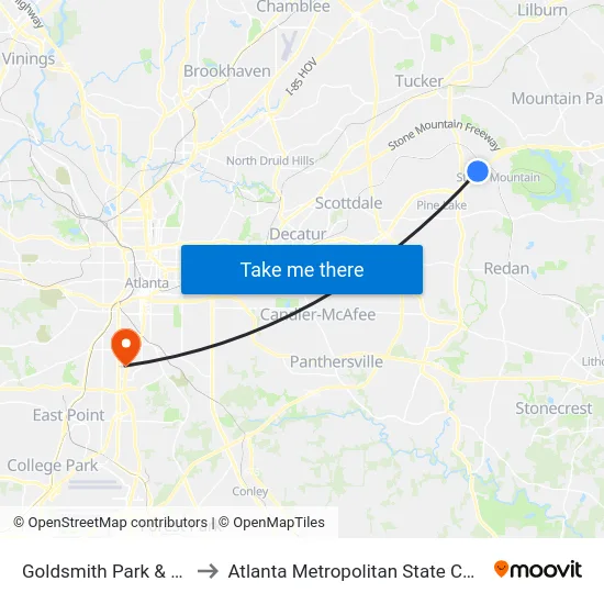 Goldsmith Park & Ride to Atlanta Metropolitan State College map