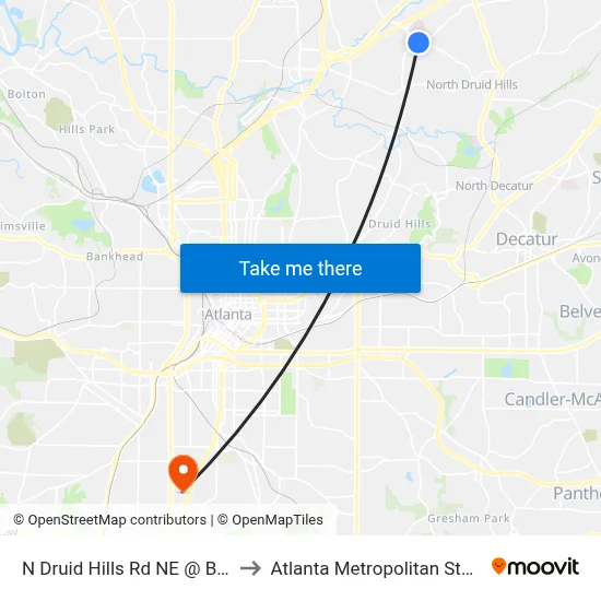 N Druid Hills Rd NE @ Briarcliff Rd to Atlanta Metropolitan State College map