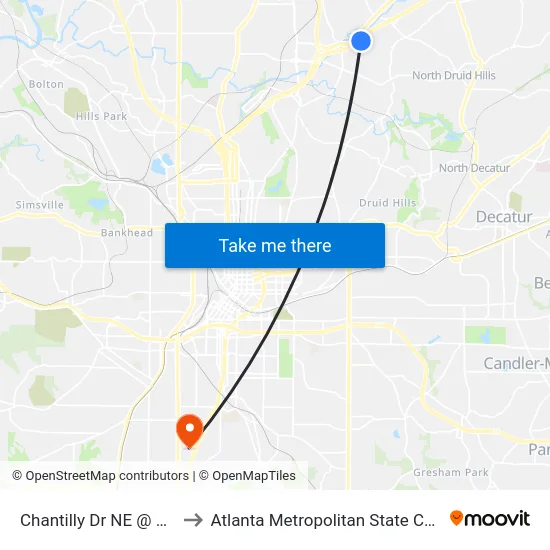 Chantilly Dr NE @ 1680 to Atlanta Metropolitan State College map