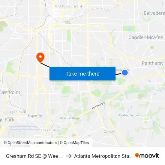 Gresham Rd SE @ Wee Kirk Rd SE to Atlanta Metropolitan State College map