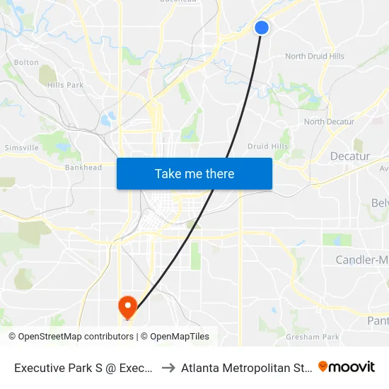 Executive Park S @ Executive Park Dr to Atlanta Metropolitan State College map