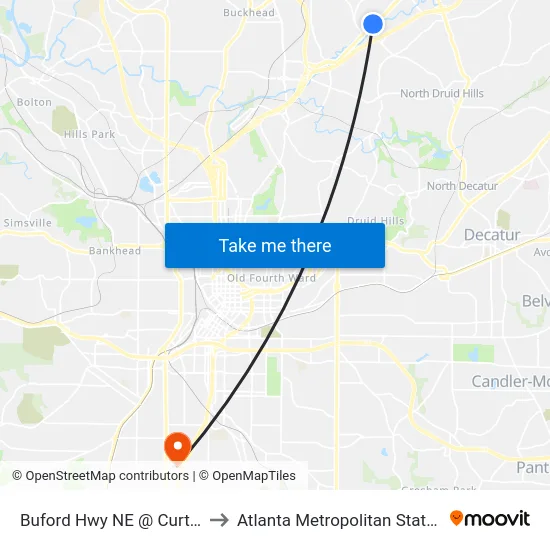 Buford Hwy NE @ Curtis Dr NE to Atlanta Metropolitan State College map