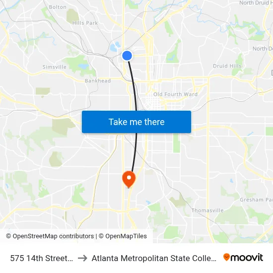 575 14th Street S to Atlanta Metropolitan State College map
