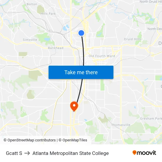 Gcatt S to Atlanta Metropolitan State College map