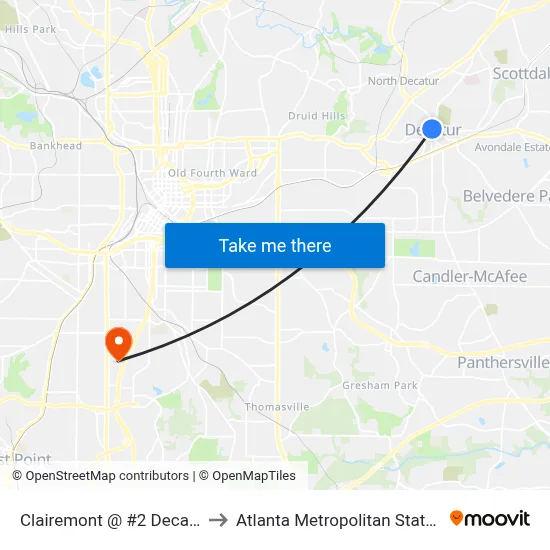 Clairemont @ #2 Decatur Bldg to Atlanta Metropolitan State College map