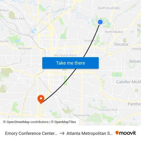 Emory Conference Center Hotel (Ecch) to Atlanta Metropolitan State College map