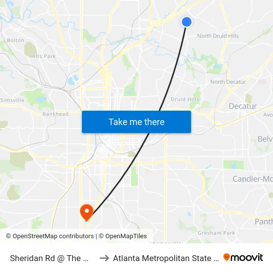 Sheridan Rd @ The Marquis to Atlanta Metropolitan State College map