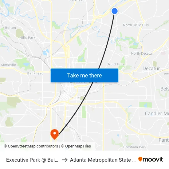 Executive Park @ Building 6 to Atlanta Metropolitan State College map