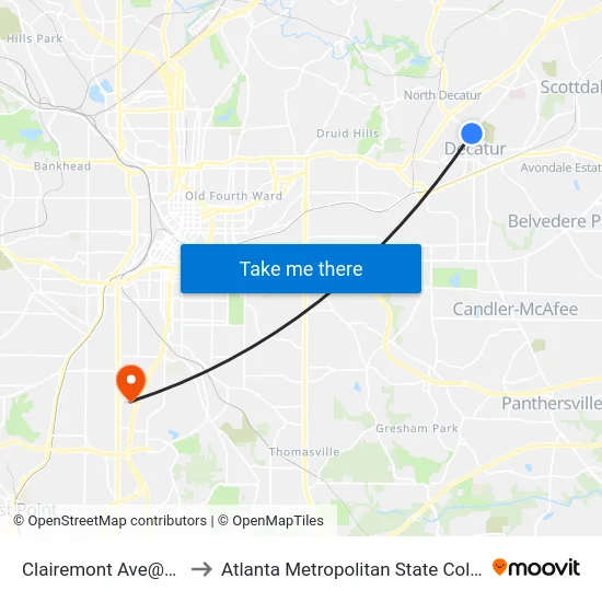 Clairemont Ave@441 to Atlanta Metropolitan State College map