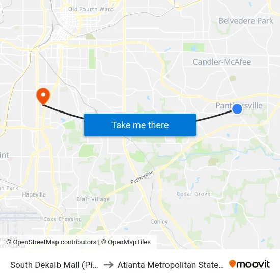 South Dekalb Mall (Picadilly) to Atlanta Metropolitan State College map