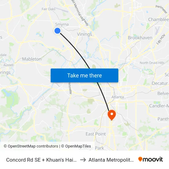 Concord Rd SE + Khuan's Hair Design/Arkle Veterina to Atlanta Metropolitan State College map
