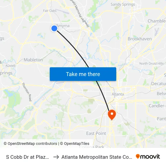 S Cobb Dr at Plaza Dr to Atlanta Metropolitan State College map