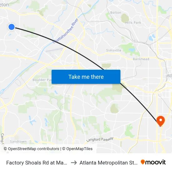 Factory Shoals Rd at Mableton Pkwy to Atlanta Metropolitan State College map