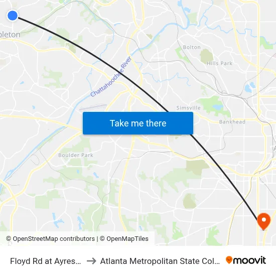Floyd Rd at Ayres Rd to Atlanta Metropolitan State College map