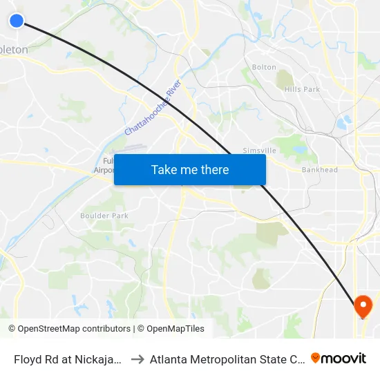 Floyd Rd at Nickajack Rd to Atlanta Metropolitan State College map