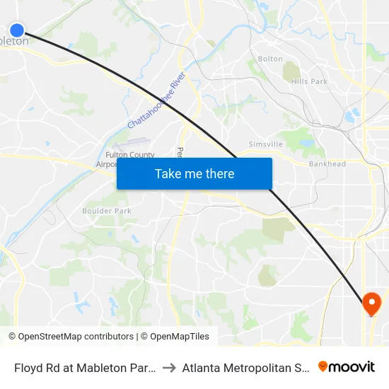 Floyd Rd at Mableton Park & Ride - Ob to Atlanta Metropolitan State College map