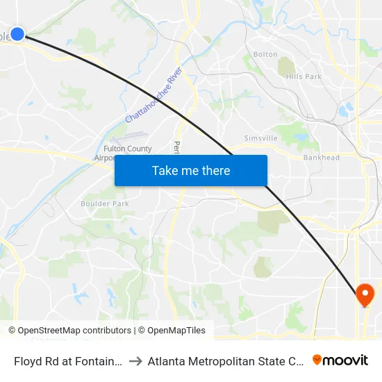 Floyd Rd at Fontaine Rd to Atlanta Metropolitan State College map
