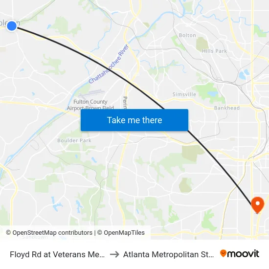 Floyd Rd at Veterans Memorial Hwy to Atlanta Metropolitan State College map