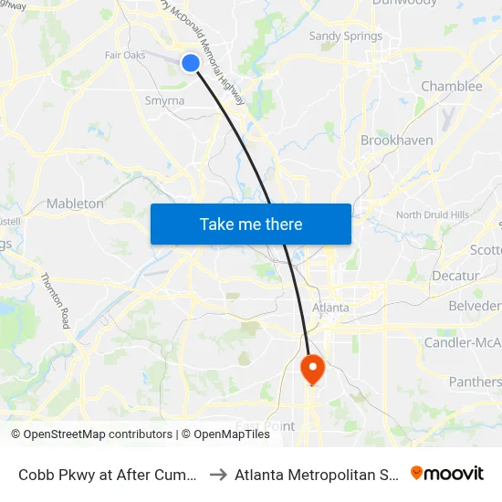 Cobb Pkwy at After Cumberland Pt Dr to Atlanta Metropolitan State College map