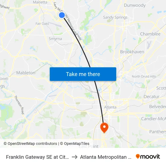 Franklin Gateway SE at Citgo Gas Station to Atlanta Metropolitan State College map
