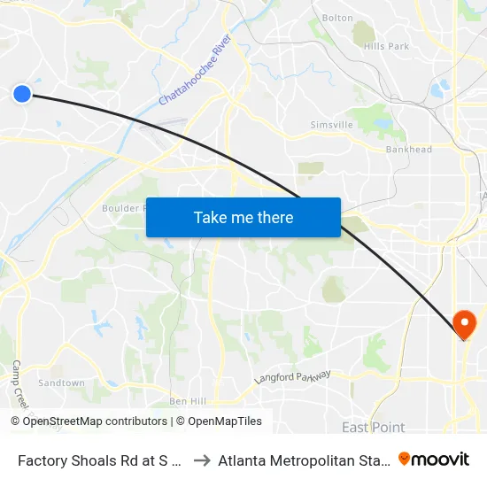 Factory Shoals Rd at S Gordon Rd to Atlanta Metropolitan State College map