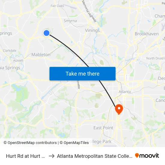 Hurt Rd at Hurt Rd to Atlanta Metropolitan State College map