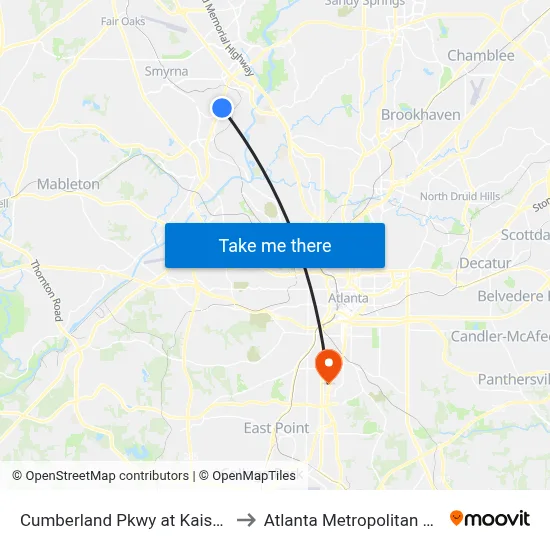Cumberland Pkwy at Kaiser Permanente to Atlanta Metropolitan State College map