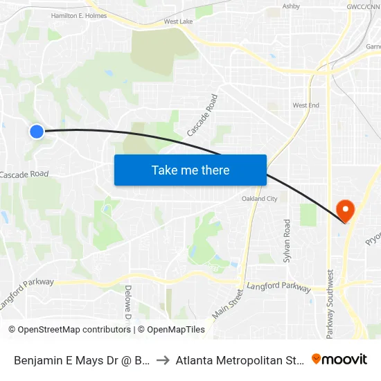 Benjamin E Mays Dr @ Bob White Dr to Atlanta Metropolitan State College map