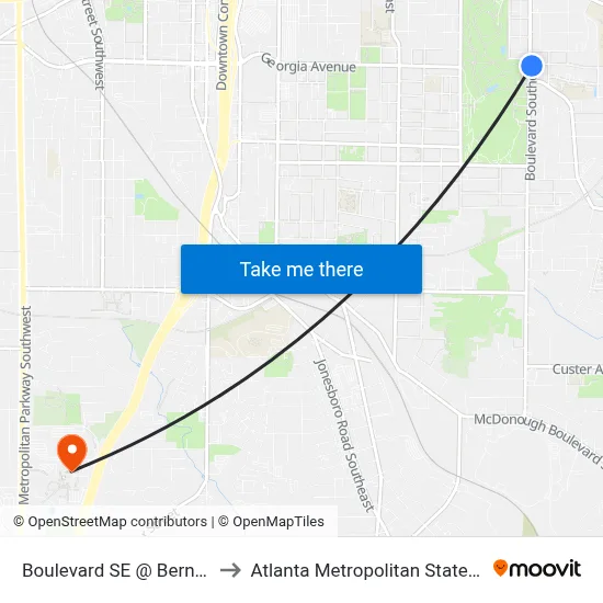 Boulevard SE @ Berne St SE to Atlanta Metropolitan State College map