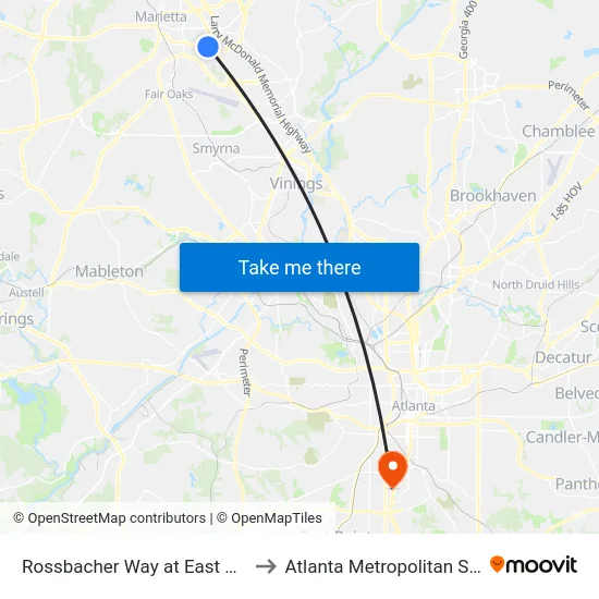 Rossbacher Way at East Visitor Parking to Atlanta Metropolitan State College map