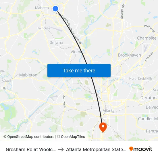 Gresham Rd at Woolco Dr Tt to Atlanta Metropolitan State College map