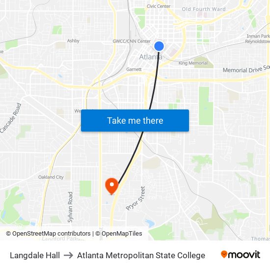 Langdale Hall to Atlanta Metropolitan State College map