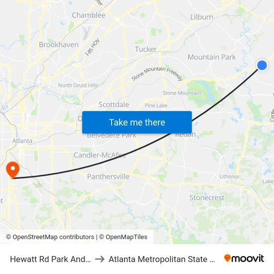 Hewatt Rd Park And Ride to Atlanta Metropolitan State College map