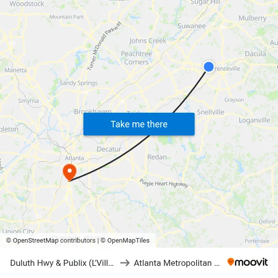 Duluth Hwy & Publix (L'Ville Suwanee Rd) to Atlanta Metropolitan State College map
