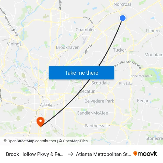 Brook Hollow Pkwy & Fedex Entrance to Atlanta Metropolitan State College map
