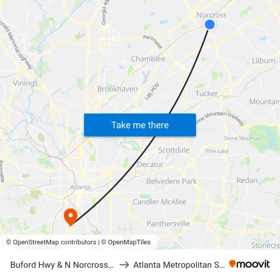 Buford Hwy & N Norcross Tucker Rd Ob to Atlanta Metropolitan State College map