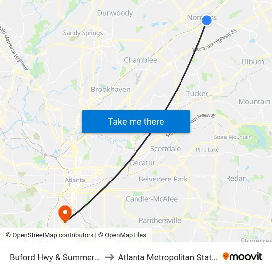 Buford Hwy & Summerour St Ib to Atlanta Metropolitan State College map