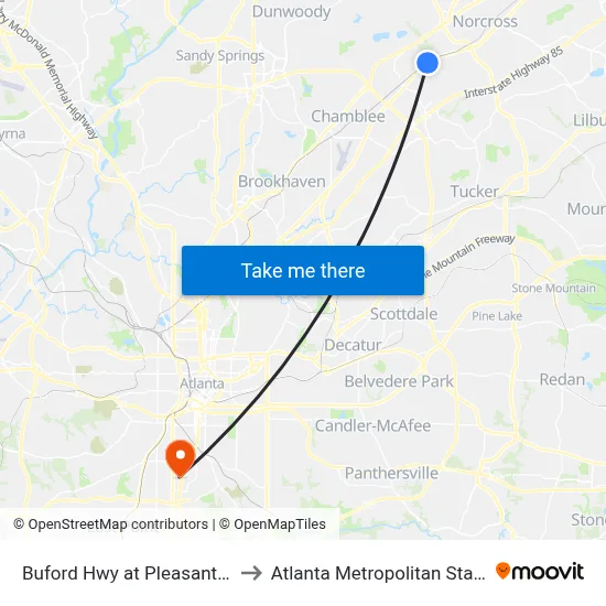 Buford Hwy at Pleasantdale Rd Ib to Atlanta Metropolitan State College map