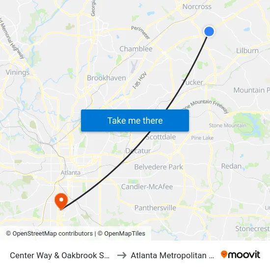 Center Way & Oakbrook Summit Entrance to Atlanta Metropolitan State College map