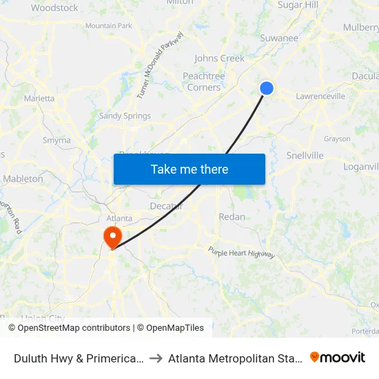 Duluth Hwy  & Primerica Pkwy Ob to Atlanta Metropolitan State College map