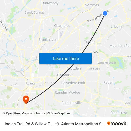 Indian Trail Rd & Willow Trail Pkwy Ob to Atlanta Metropolitan State College map