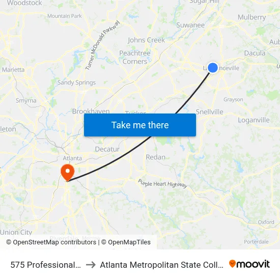 575 Professional Dr to Atlanta Metropolitan State College map