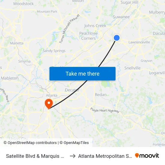 Satellite Blvd & Marquis @ Sugarloaf Ib to Atlanta Metropolitan State College map