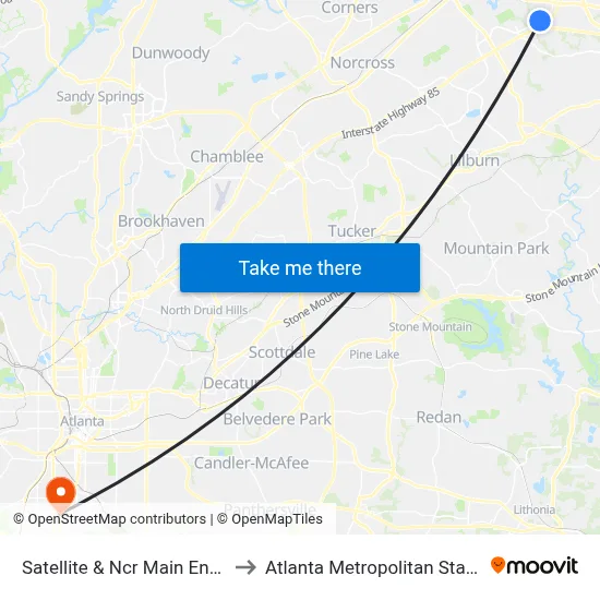 Satellite & Ncr Main Entrance Ob to Atlanta Metropolitan State College map