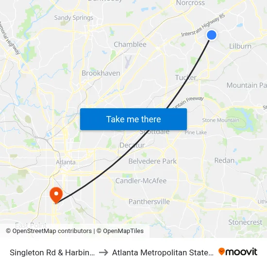 Singleton Rd & Harbins Rd Ib to Atlanta Metropolitan State College map