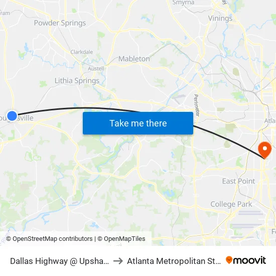 Dallas Highway @ Upshaw Mill Rd N. to Atlanta Metropolitan State College map