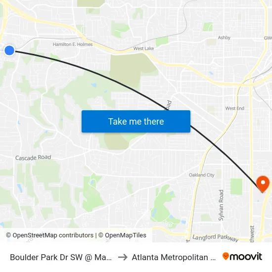 Boulder Park Dr SW @ Martin L King Jr Dr to Atlanta Metropolitan State College map