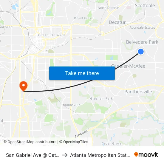 San Gabriel Ave @ Catalina Dr to Atlanta Metropolitan State College map