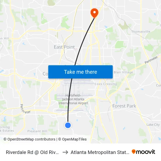 Riverdale Rd @ Old Riverdale Rd to Atlanta Metropolitan State College map